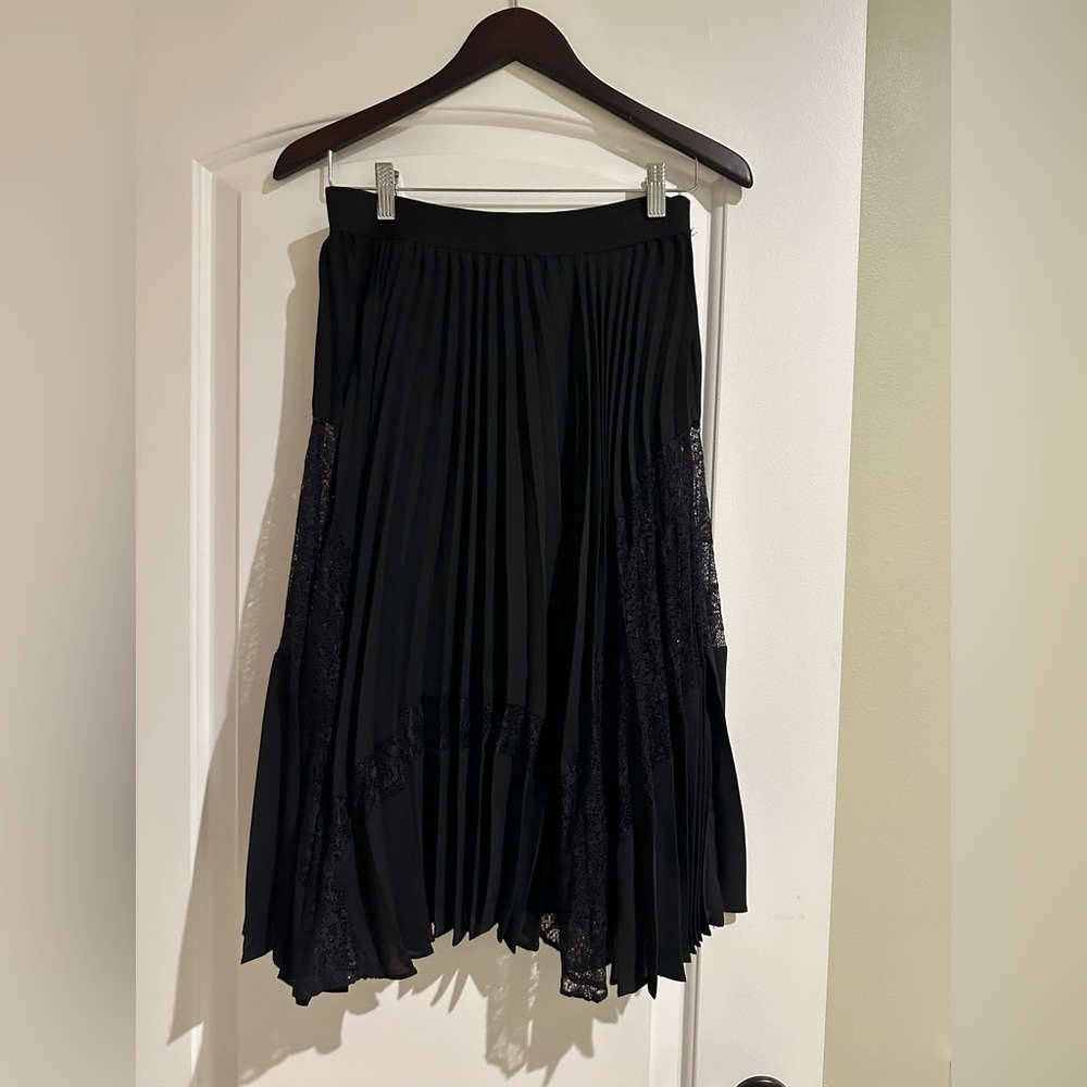 NWT Forever 21 Black A-Line Skirt with Lace Detail